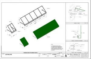 Aluminum awning design with green awning fabric