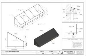 Custom metal awning design with black awning fabric