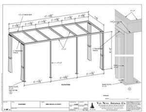 Custom canopy drawing and awning design in Van Nuys